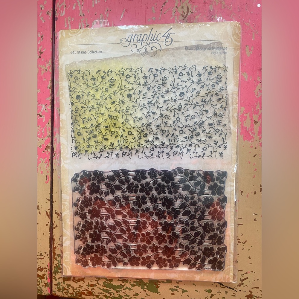 Floral Design Stamp Set - Black and Red